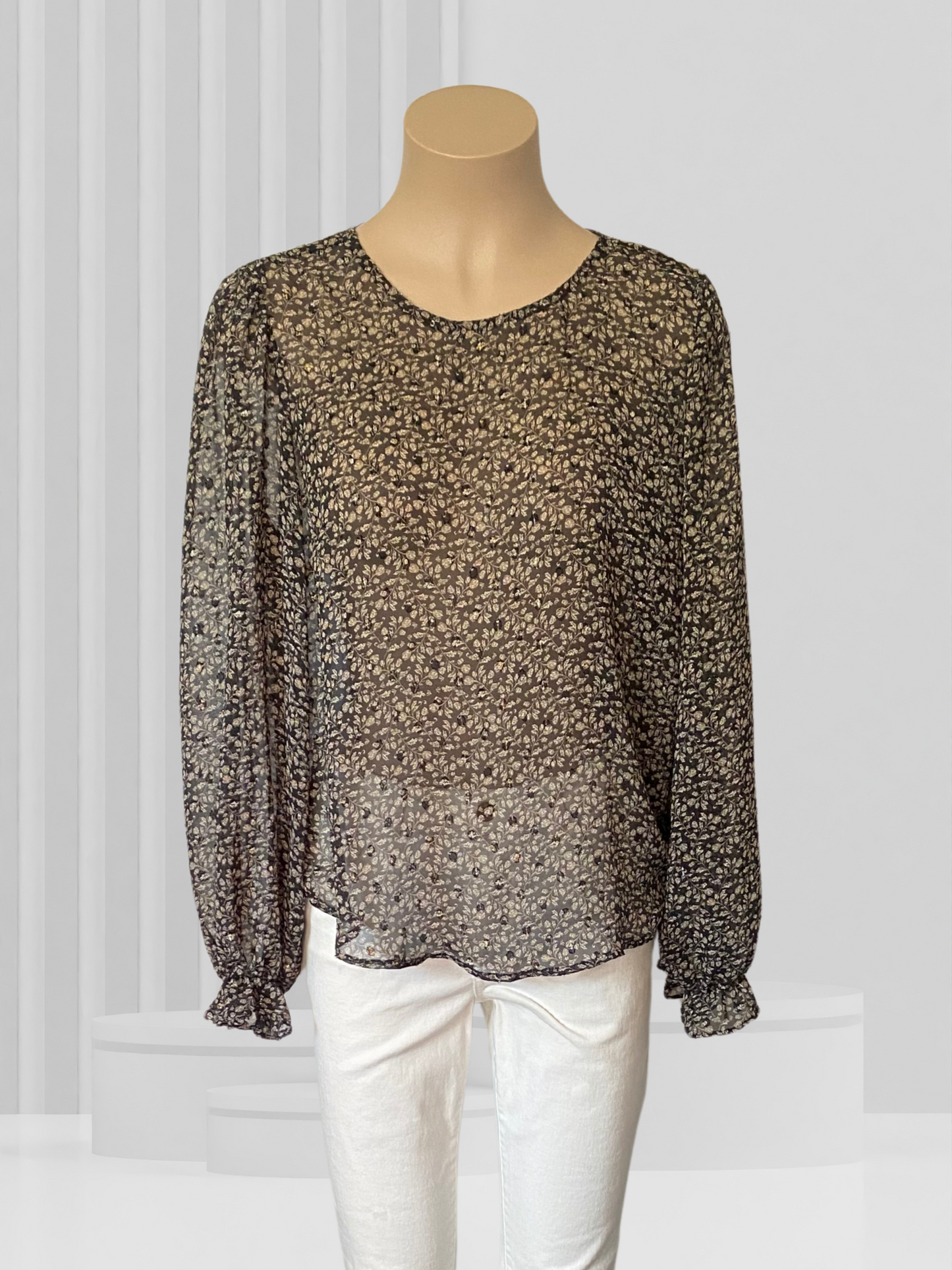 SEEKING LOLA Black & Silver Top Size 10