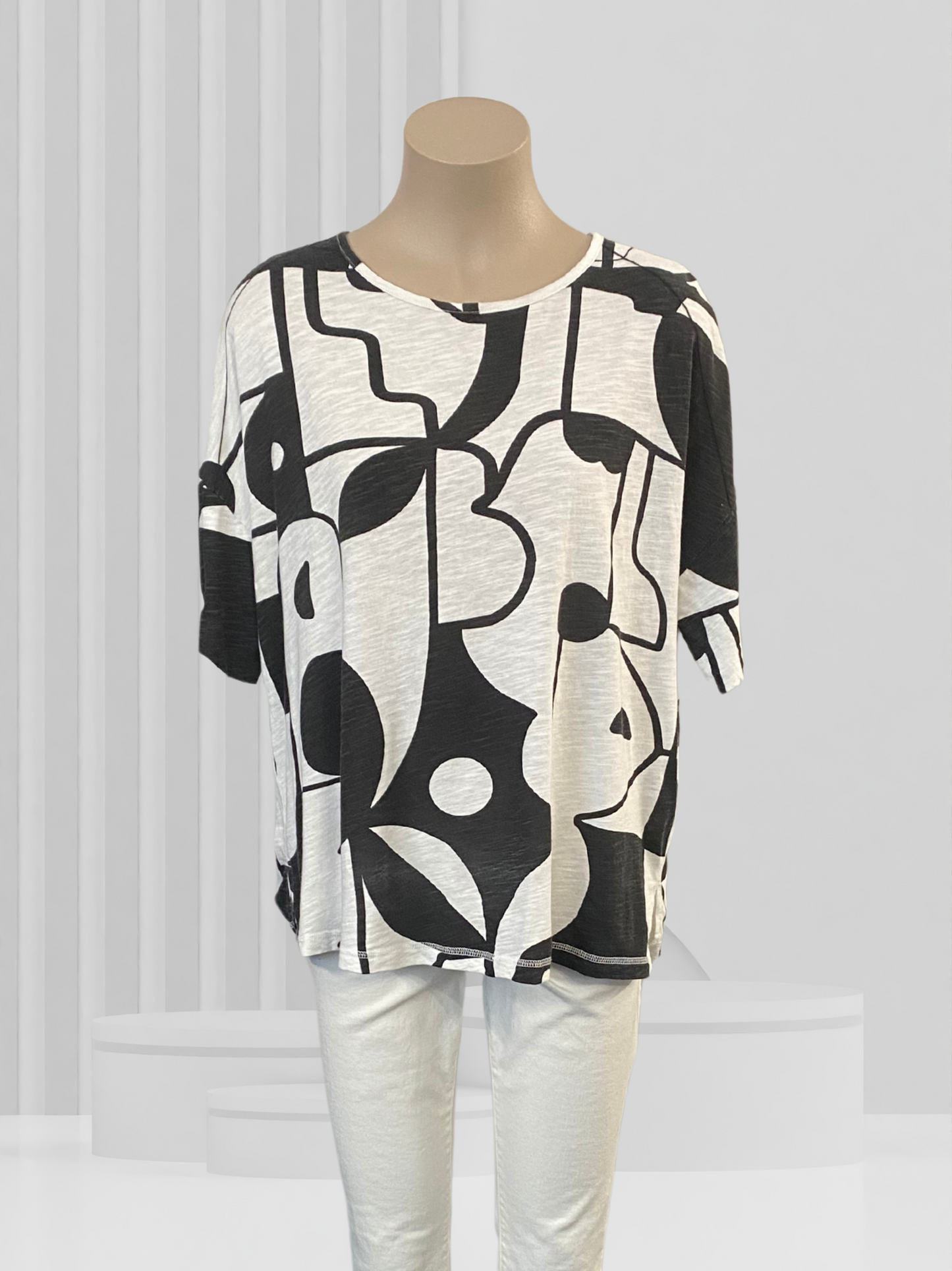 FOIL Black & White Top Size M