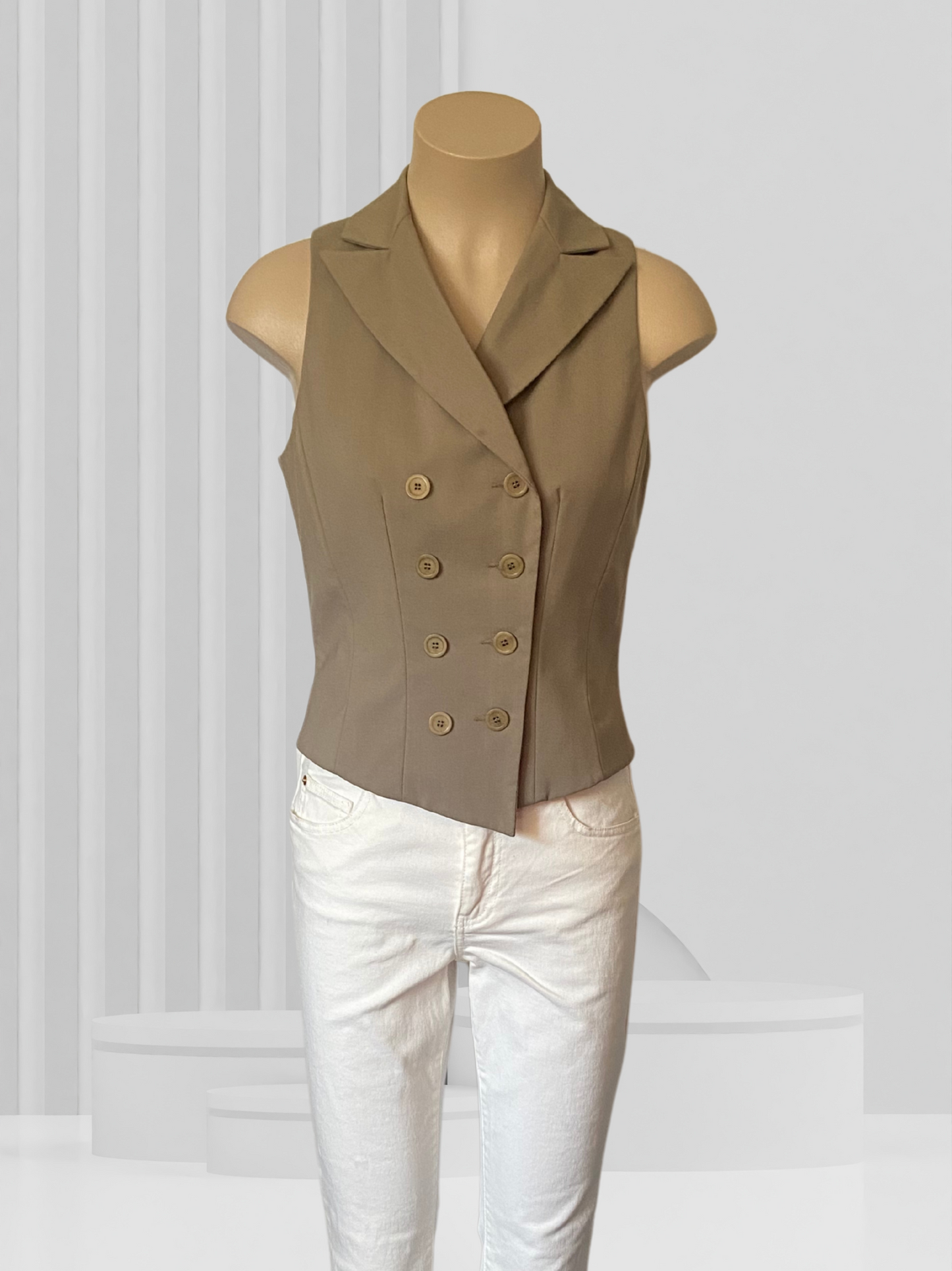 CUE Beige Waistcoat Size 10
