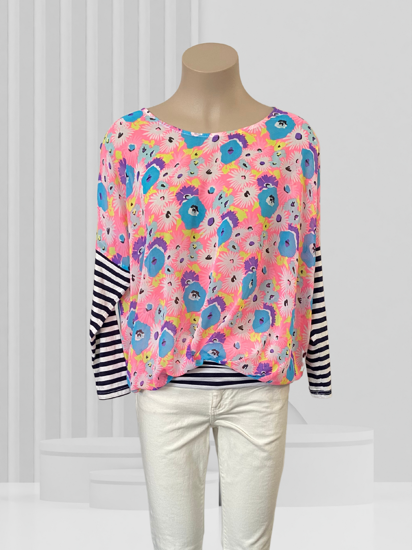CHARLO Pink Floral Top Size 10