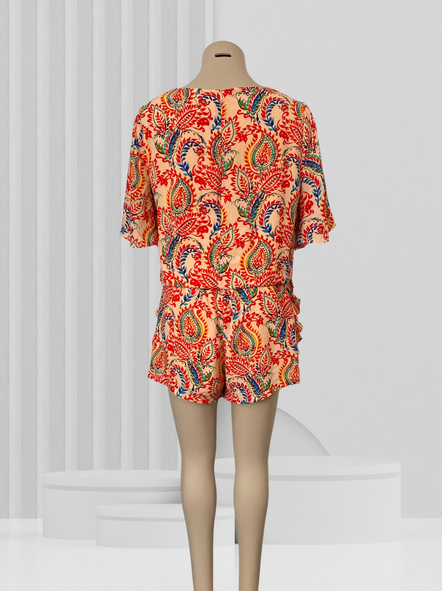 AUGUSTINE Red Floral Playsuit Size S