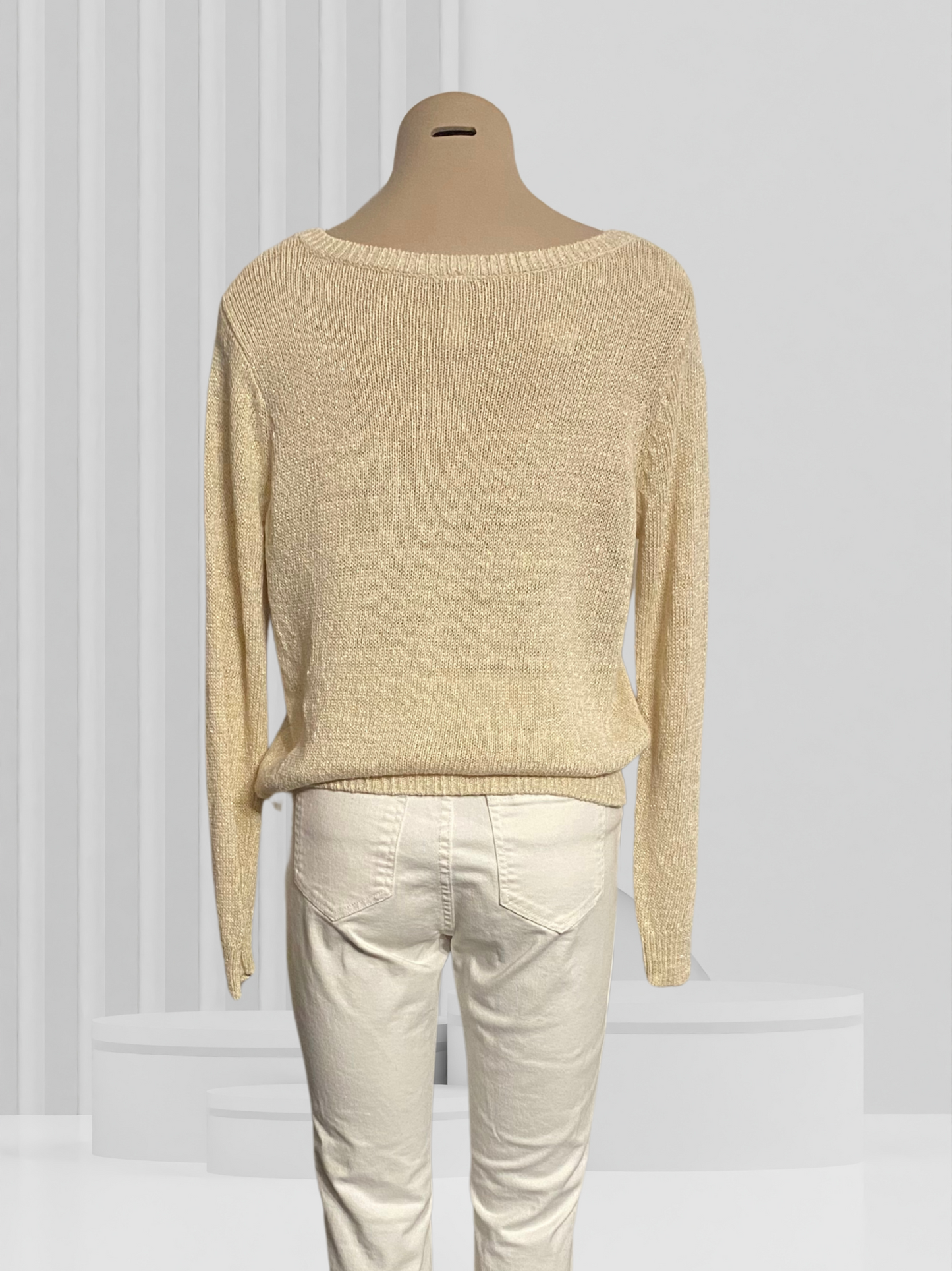 SYLVESTER Cream/Gold Linen Top Size M