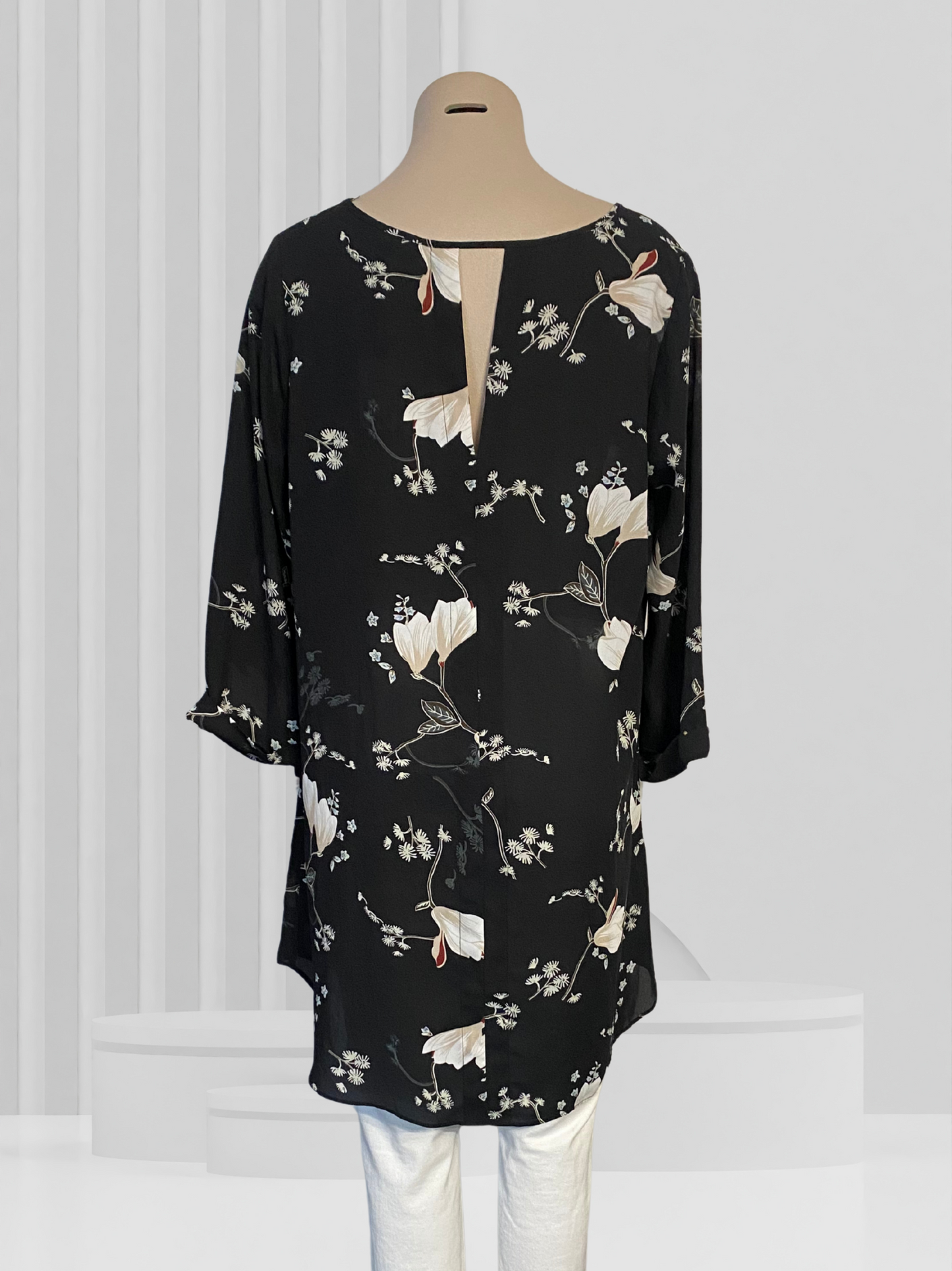 WHISTLE Black Floral Top Size 14