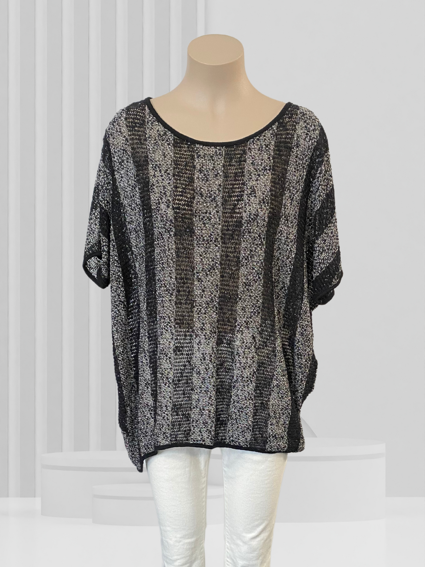 IZABEL LONDON Black Stripe Top Size 12