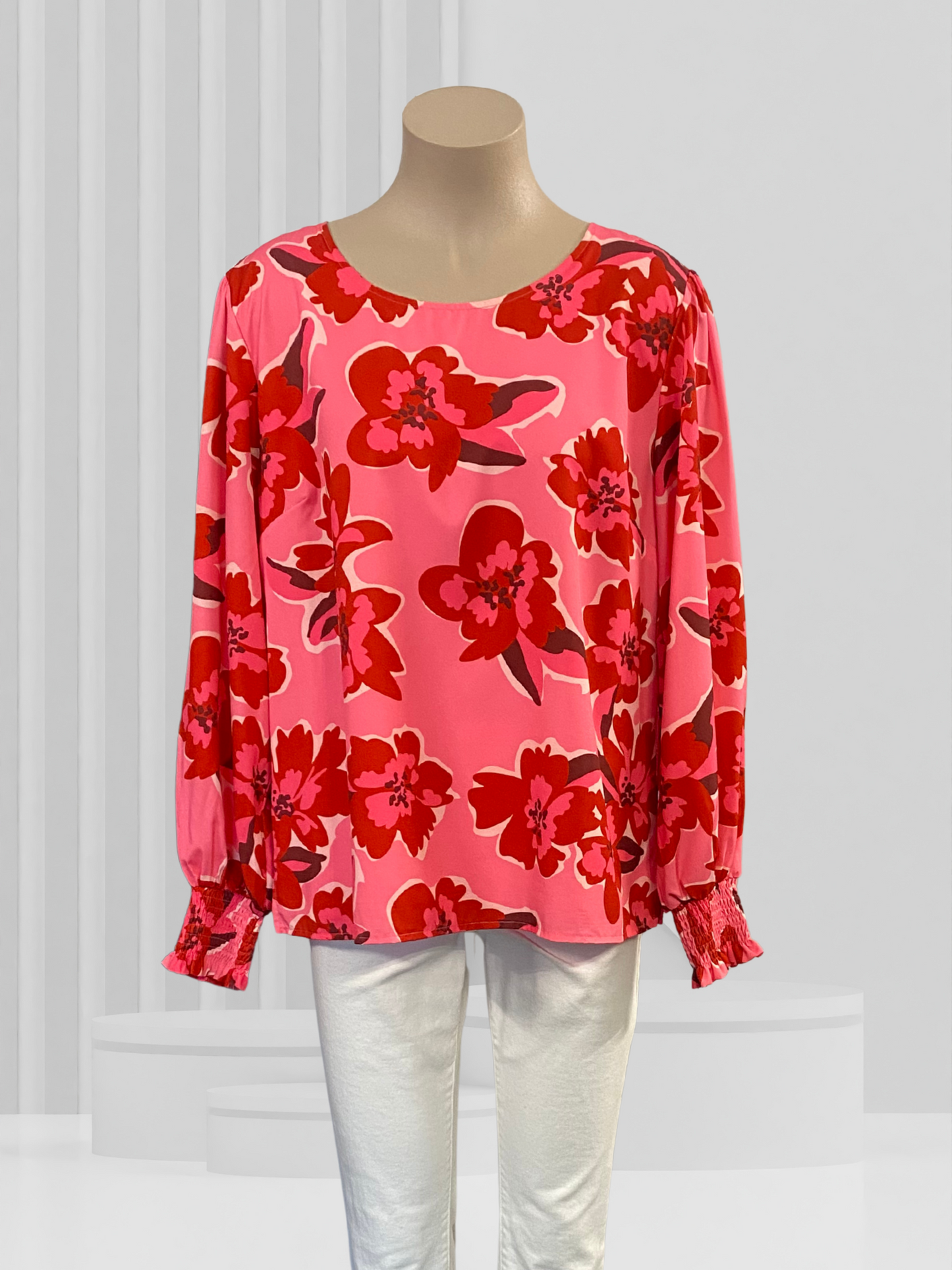 CHARLO Pink Floral Top Size 14