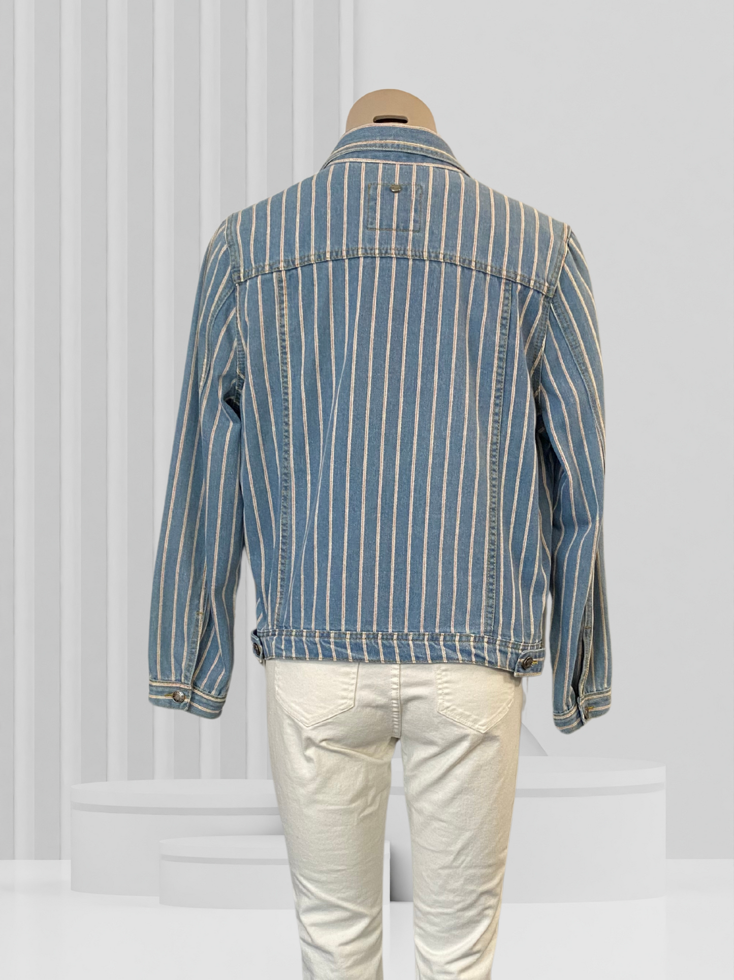THREADZ Blue Stripe Denim Jacket Size L