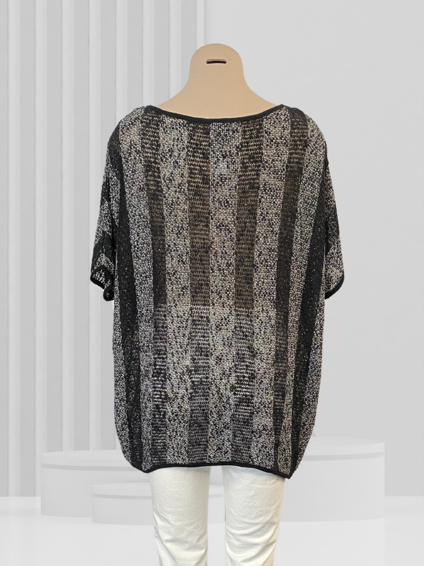IZABEL LONDON Black Stripe Top Size 12