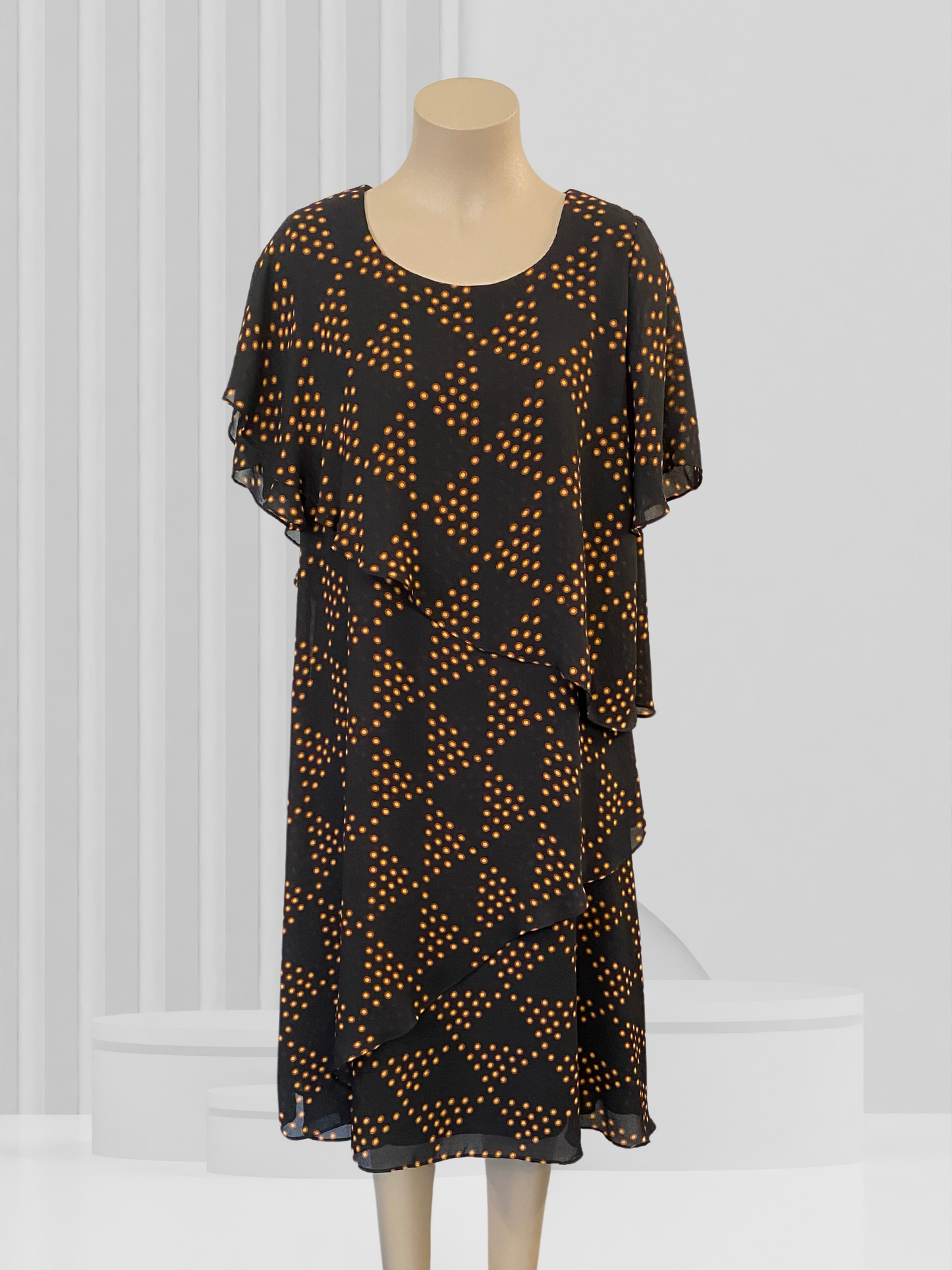 AMAYA (AUGUSTINE) Black & Orange Dress Size S