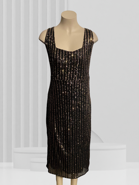 CITY CHIC Black & Gold Sequin Dress Size L