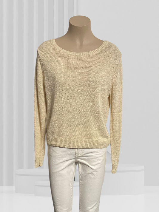 SYLVESTER Cream/Gold Linen Top Size M