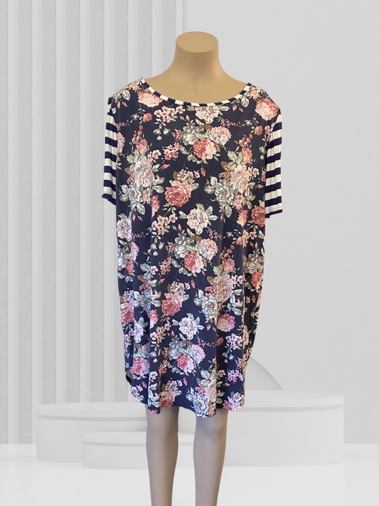 RUBY & RAIN Navy Floral Dress Size S (18)