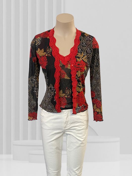 LA PETITE FRANCAISE Black & Red Top Set Size M (small)