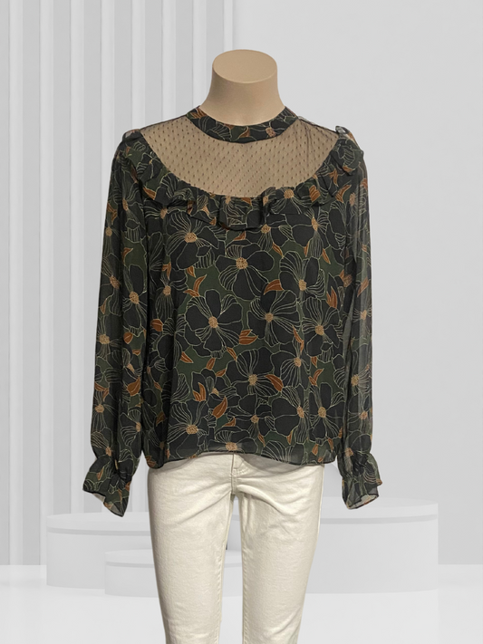 MOLLY BRACKEN Green Floral Top Size M
