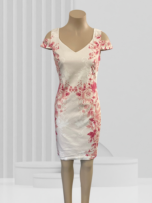 CAPTURE White & Pink Floral Dress Size 10