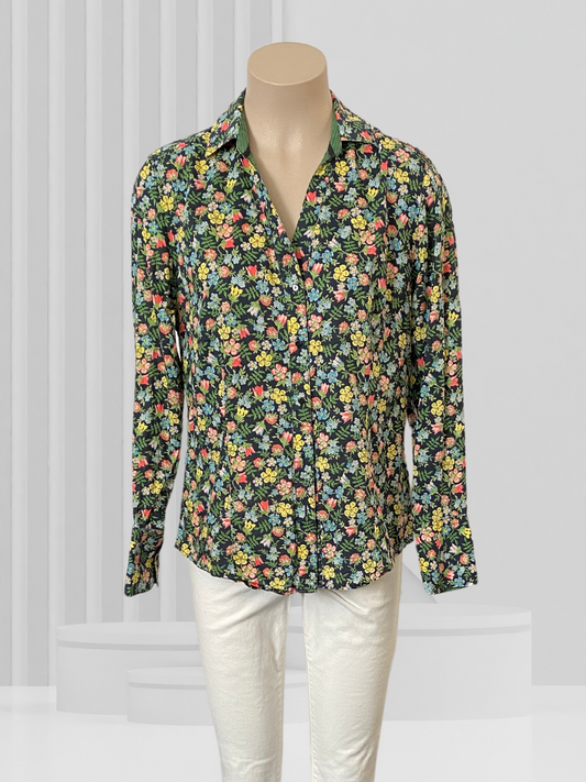 BEN SHERMAN Green Floral Top Size XL
