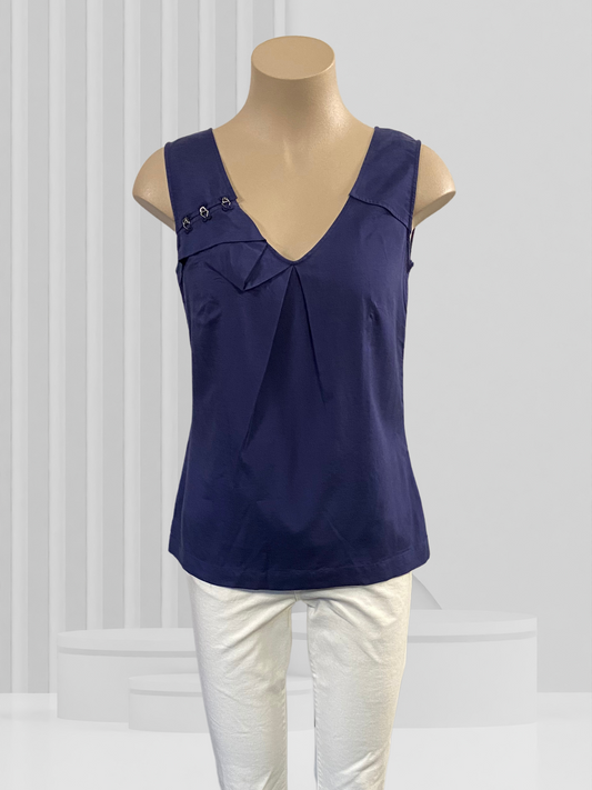 VERONIKA MAINE Navy Top Size 8