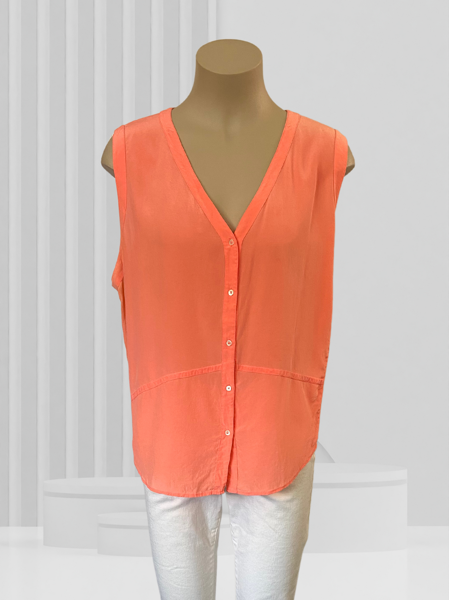 TRENERY Pure Silk Orange Top Size XXL