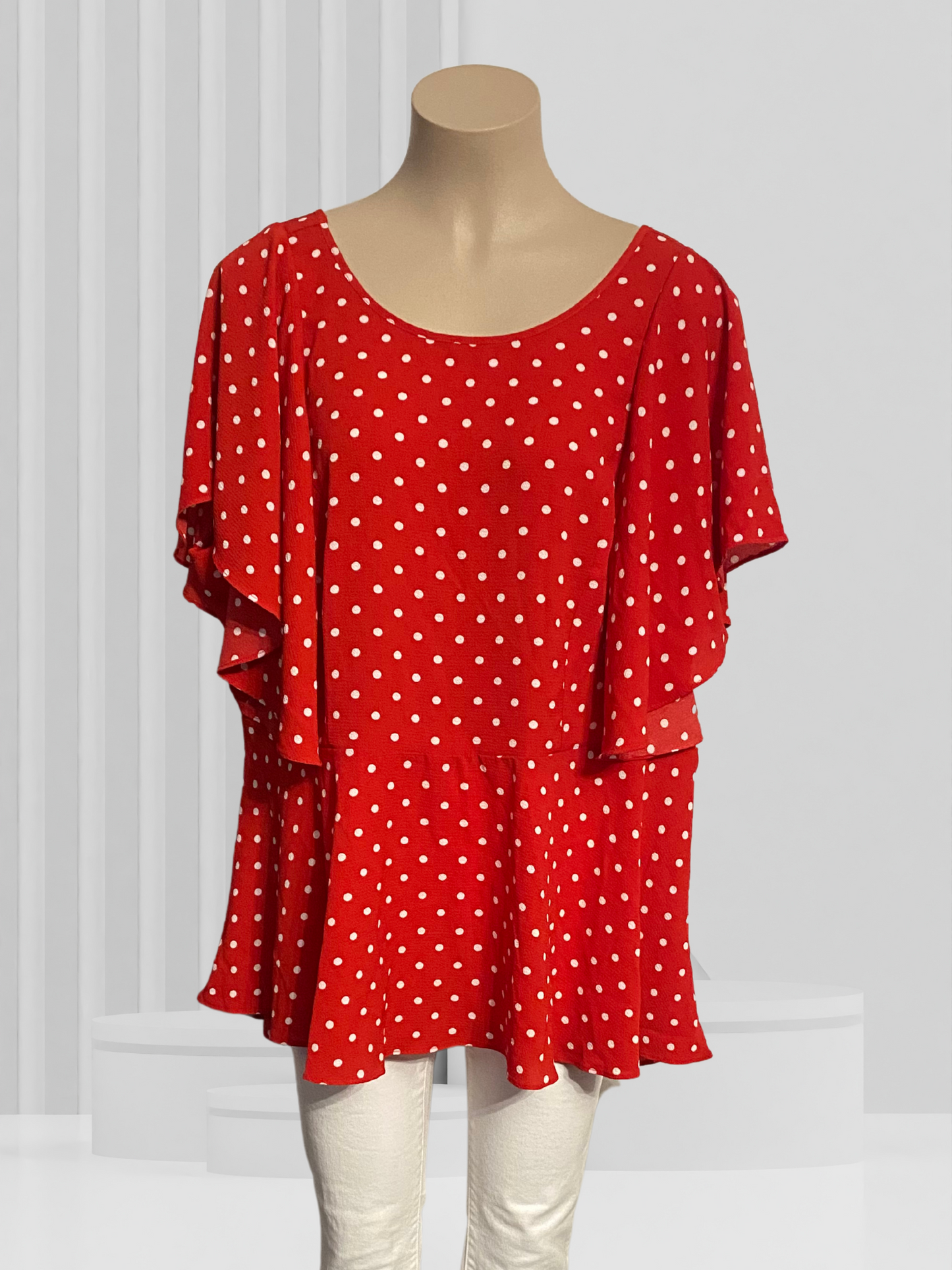 CITY CHIC Red & White Spotted Top Size XL