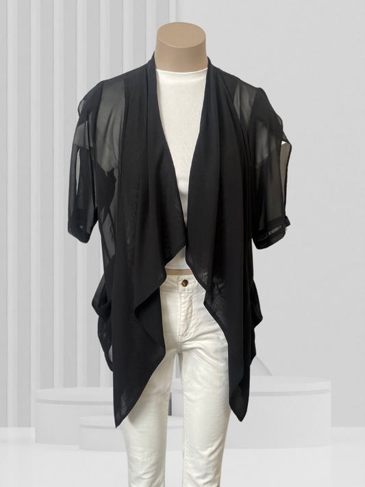 MESMERISE Black Sheer Cardigan Size 14