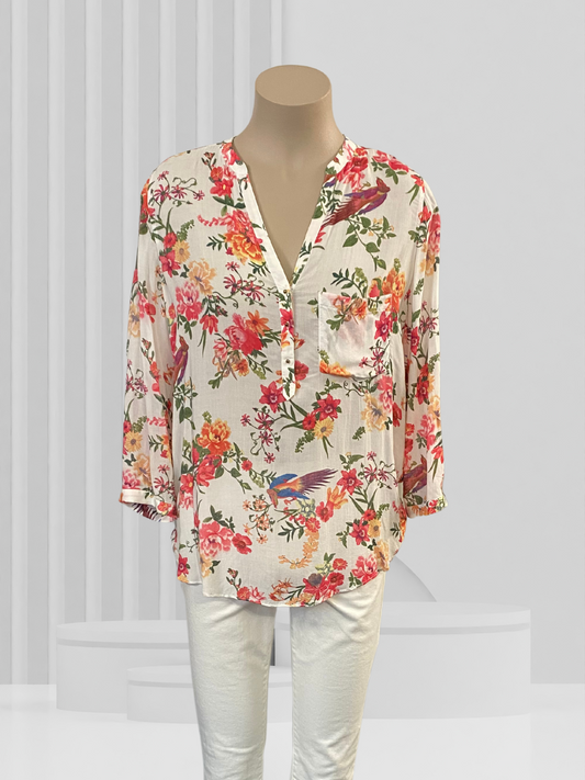 ZARA Floral Floral Top Size L