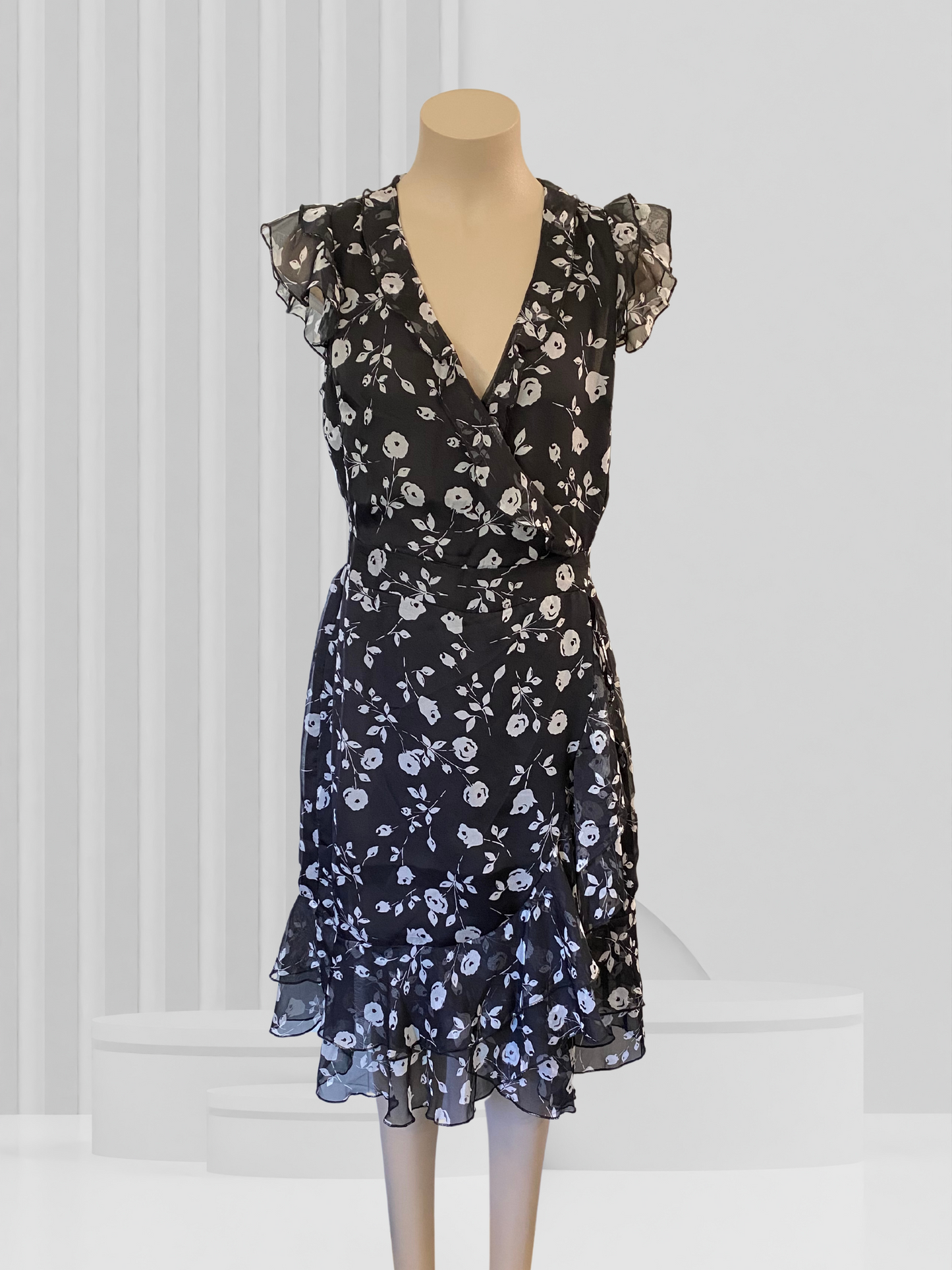 HEINE Black & White Floral Dress Size 42 (12?)