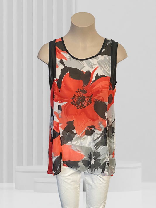 IZABEL LONDON Red Poppy Floral Top Size M