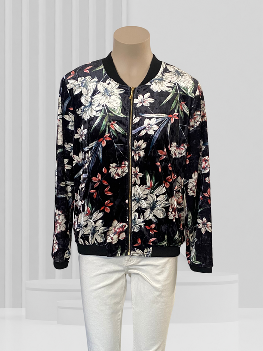 SEEKING LOLA Black Floral Jacket Size 10