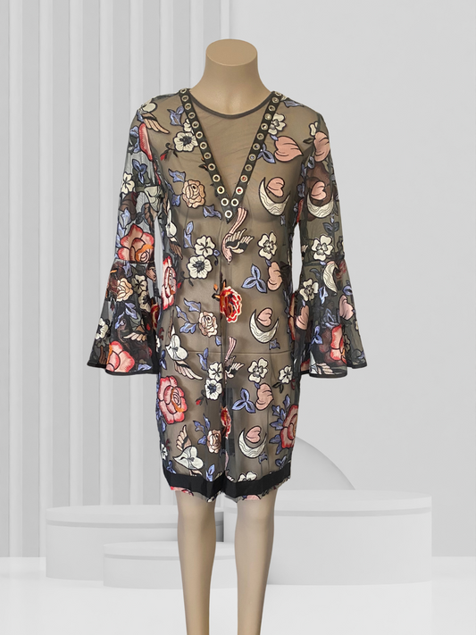 TRELISE COOPER Black Floral Dress Size 10