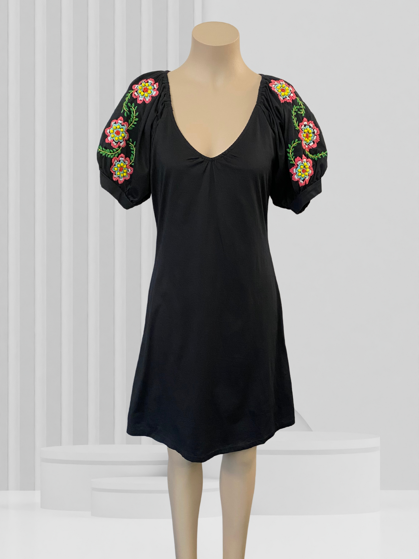 ZARA Black & Floral Dress Size L