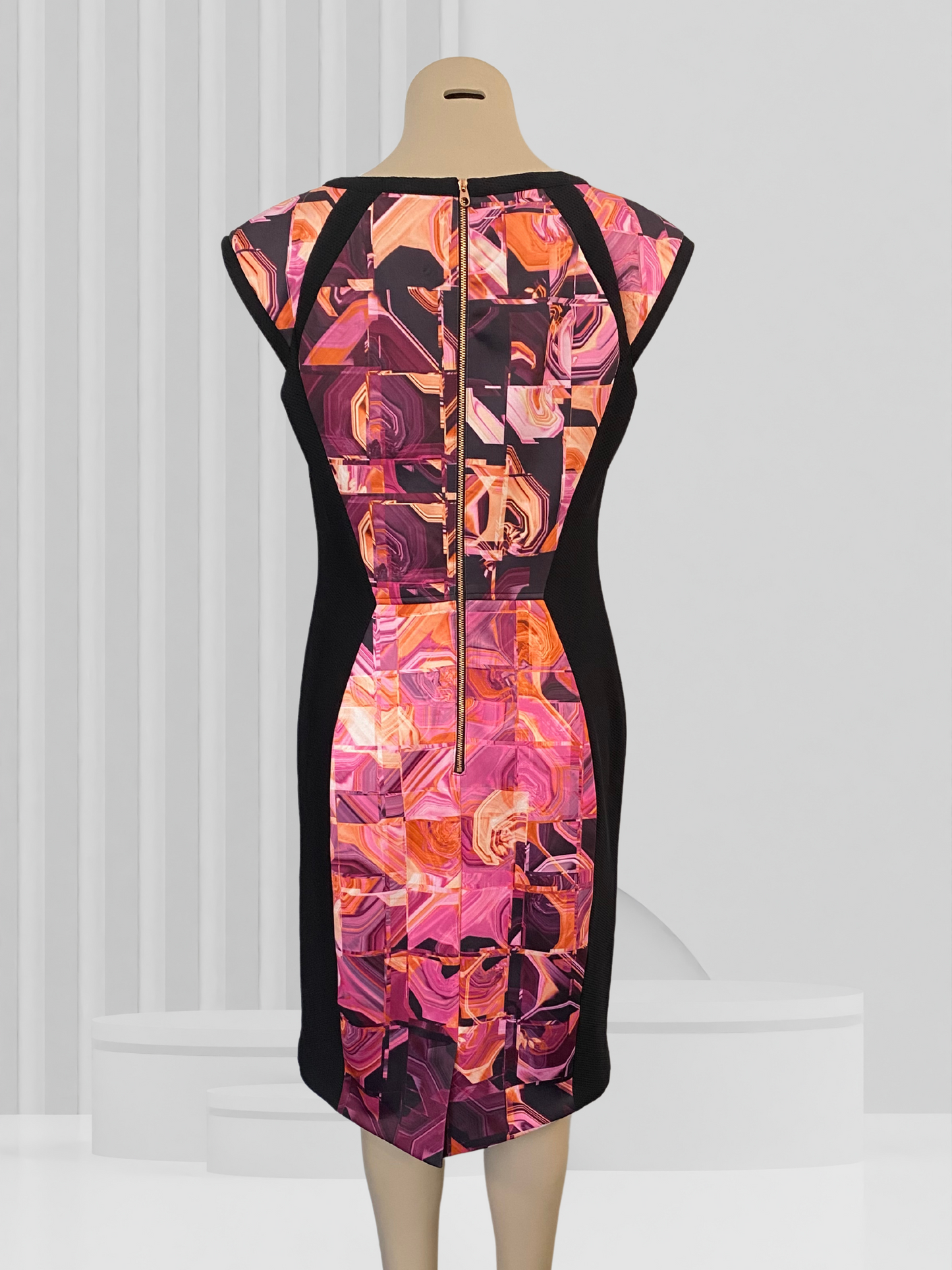 TED BAKER Black, Pink & Orange Dress Size 4 (14)