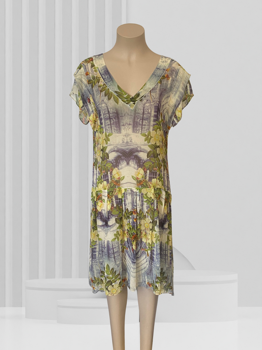 TRELISE COOPER Green Floral Dress Size S