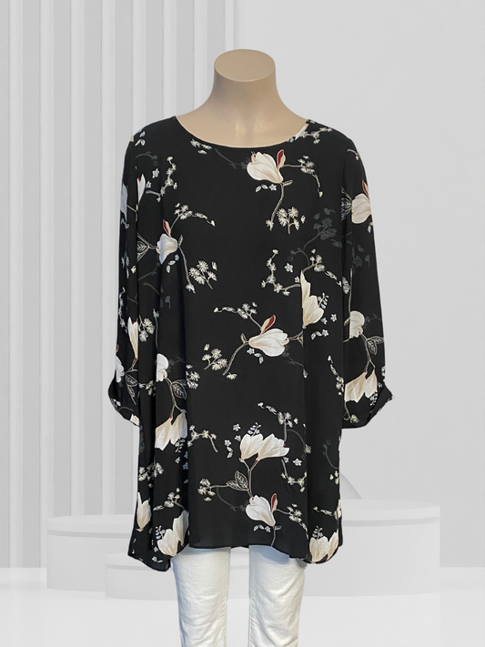 WHISTLE Black Floral Top Size 14