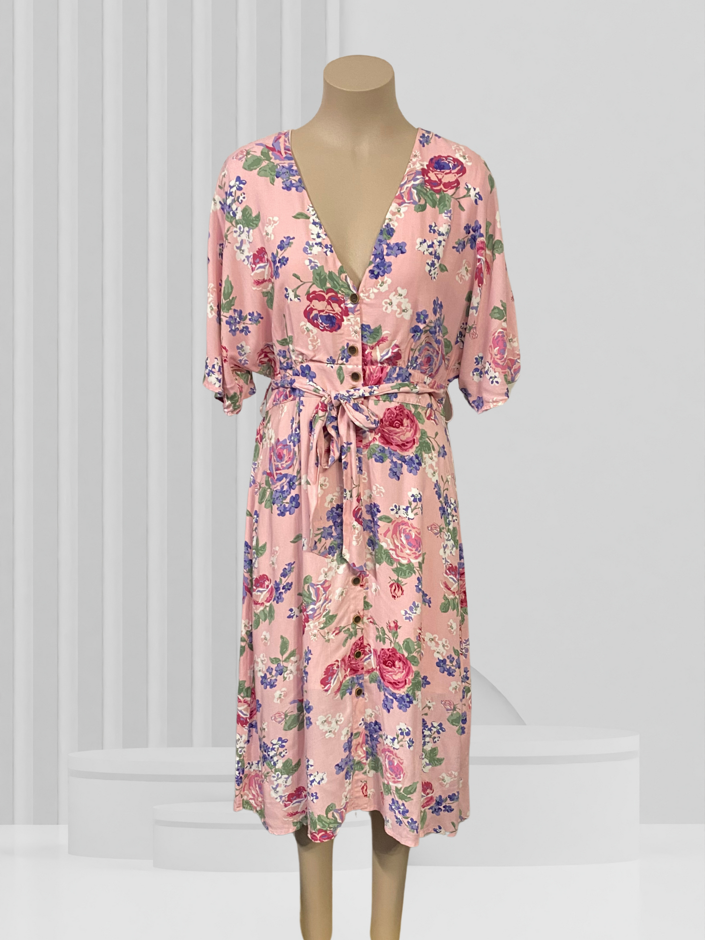 SASS Pink Floral Dress Size 14