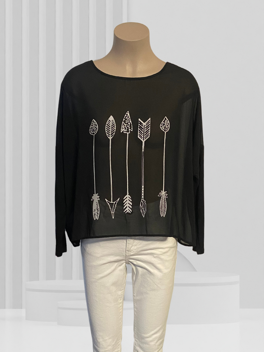ZAFINA Black Top Size 8