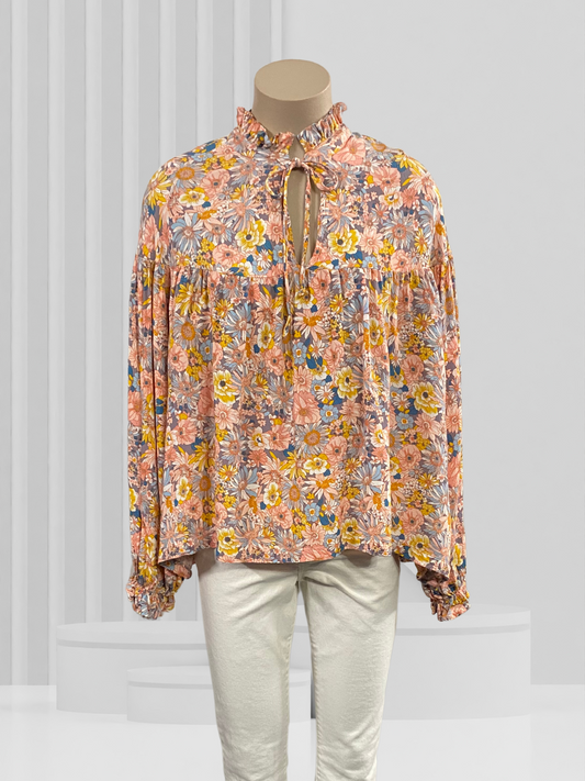 SASS Pink Floral Top Size 10