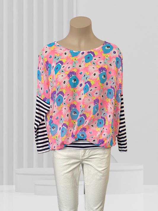 CHARLO Pink Floral Top Size 10