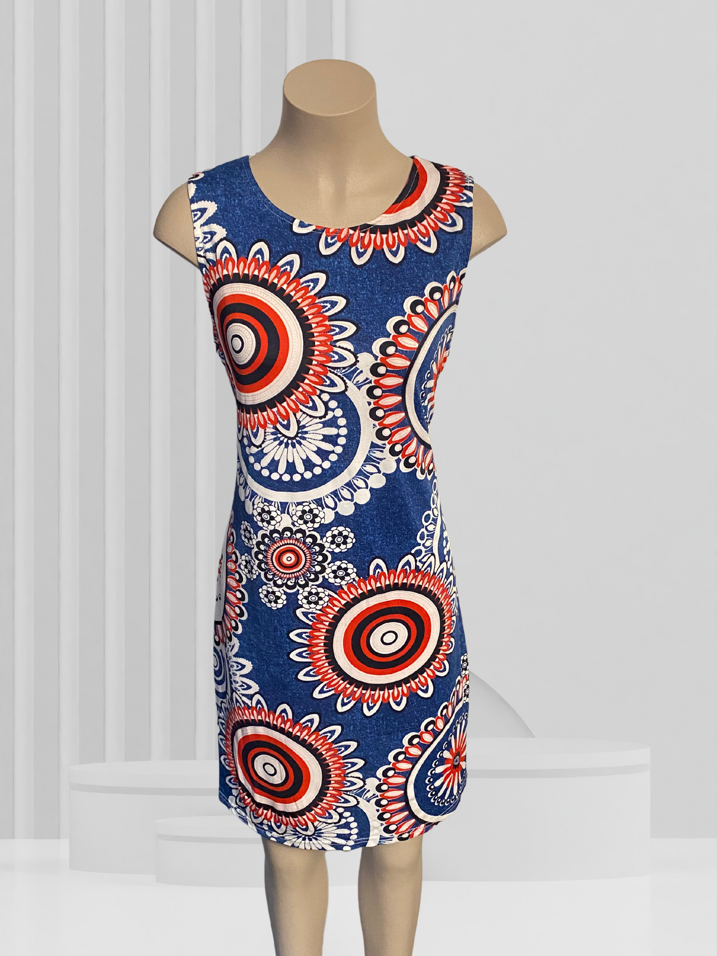 IZABEL LONDON Blue, Red & White Dress Size 14