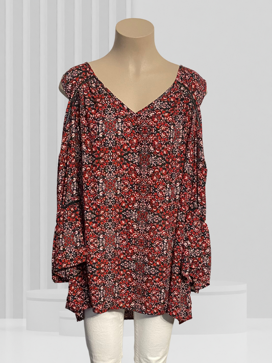 AUTOGRAPH Red Floral Top Size 18?