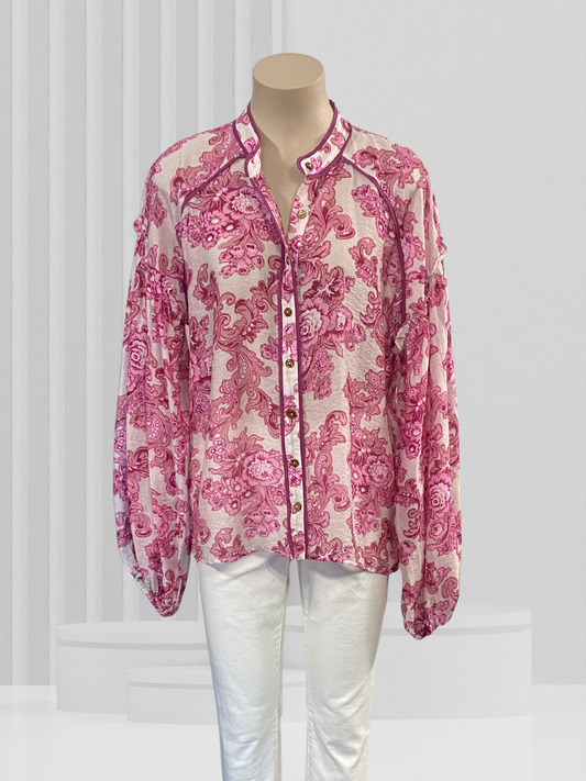 AUGUSTINE Pink Floral Top Size L