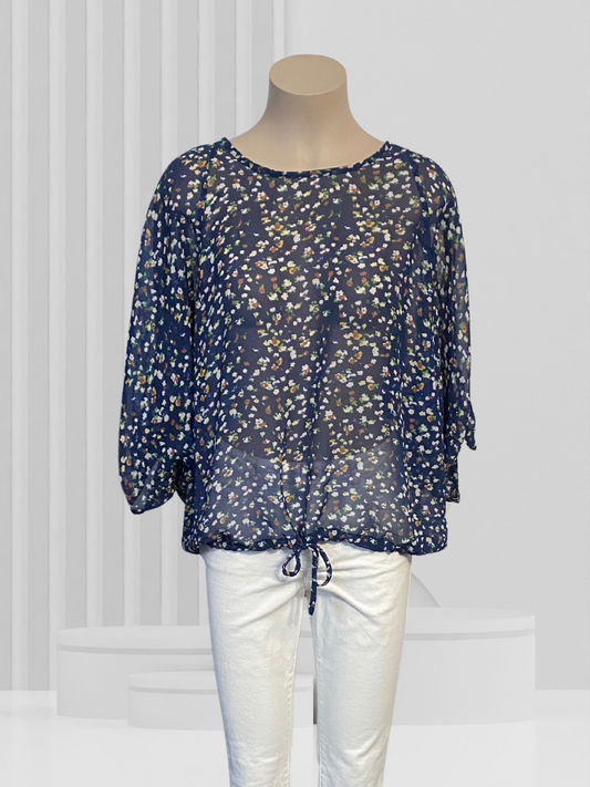 KETZ-KE Blue Floral Top Size 14