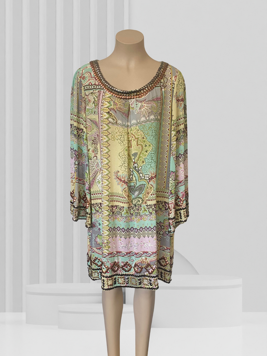 CURATE BY TRELISE COOPER Green Floral Dress Size L