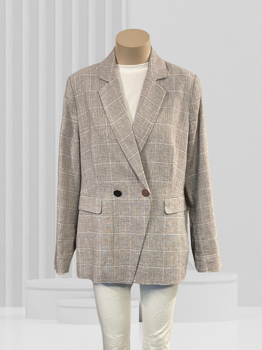 STATE OF PLAY Grey Check Jacket Size 16
