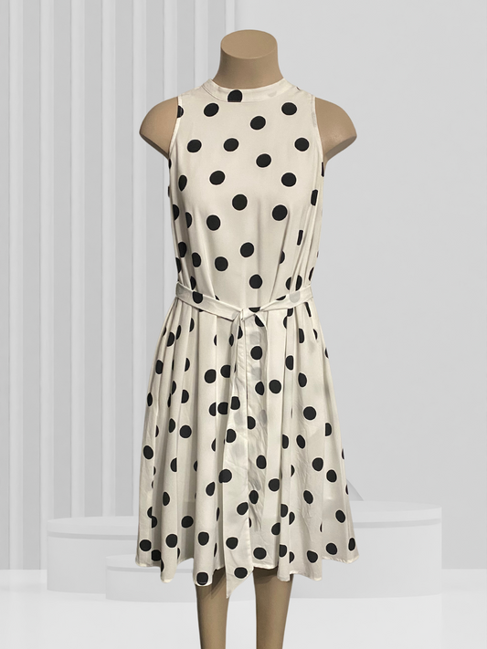 GRACE HILL White Spotty Dress Size 10