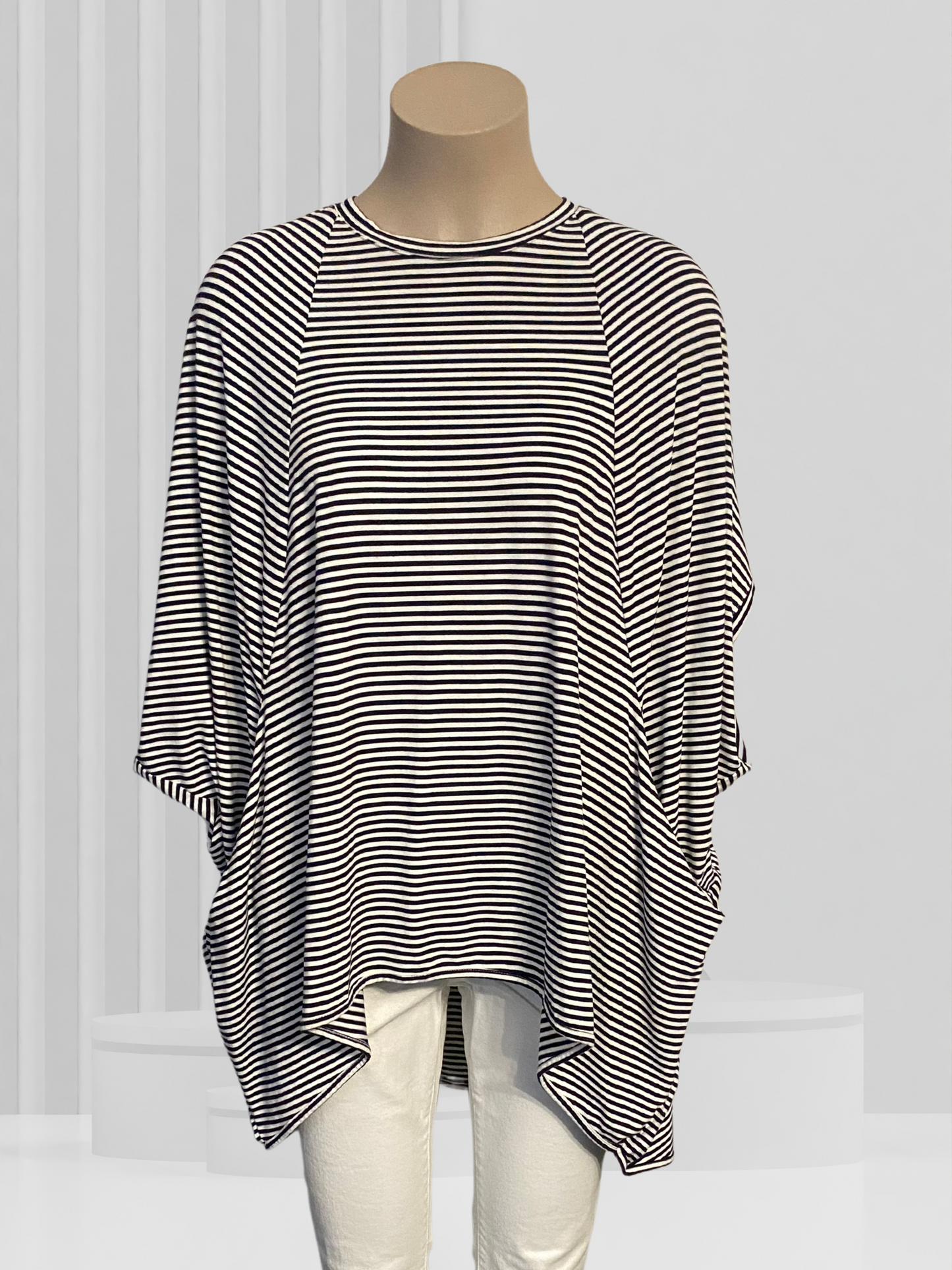 TIRELLI Black & White Striped Top Size S/M