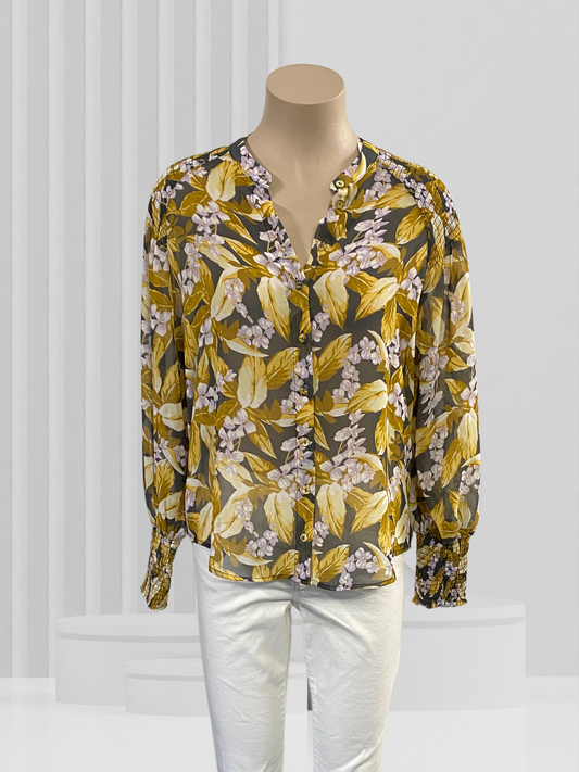 DECJUBA Mustard Floral Top Size 10