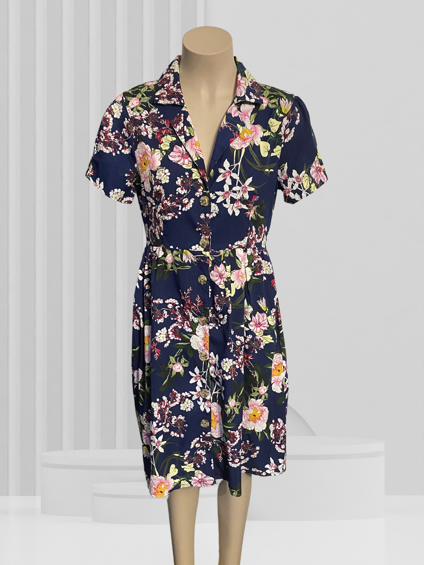 QED LONDON Navy Floral Dress Size 12 BNWT