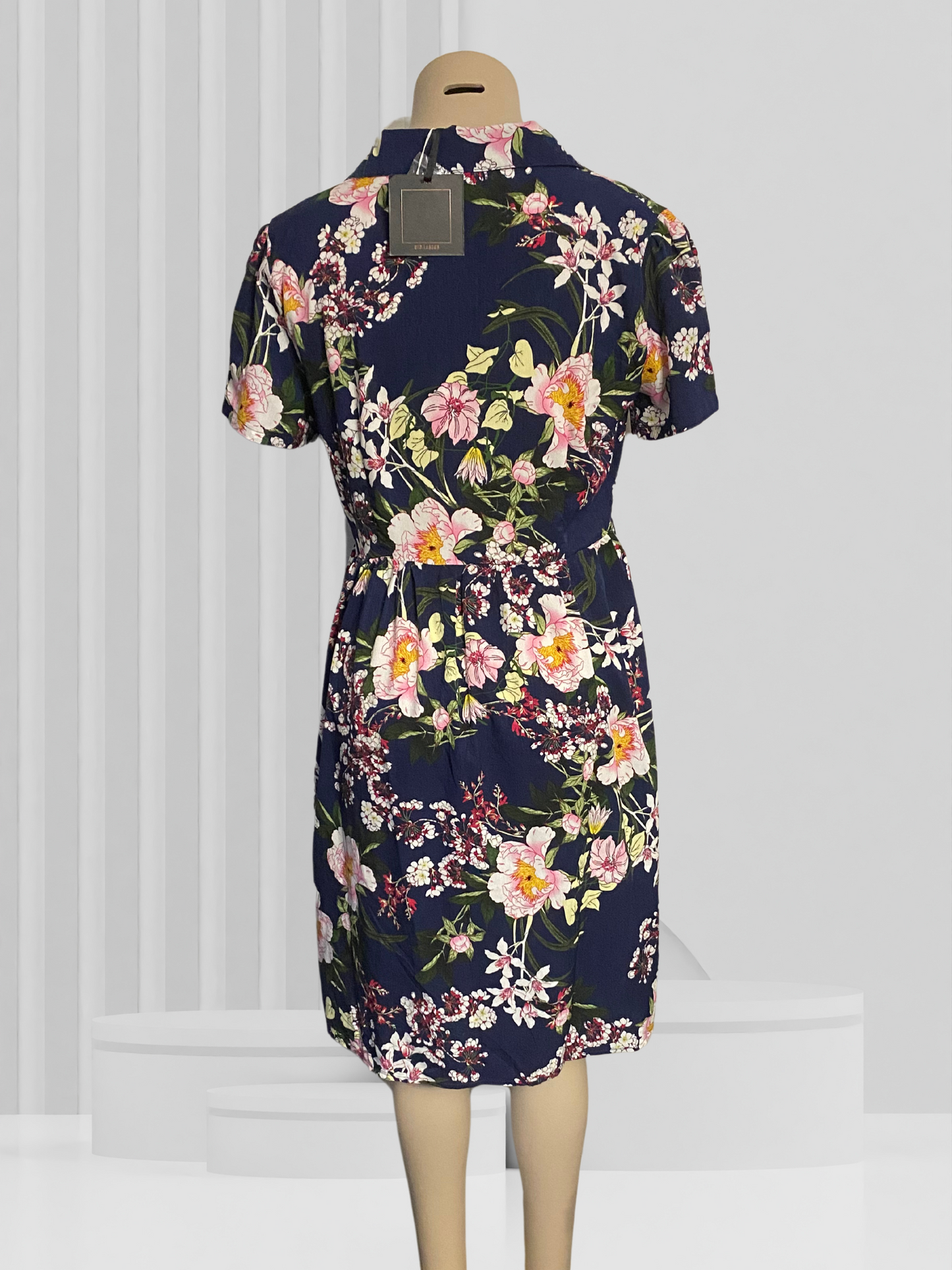 QED LONDON Navy Floral Dress Size 12 BNWT