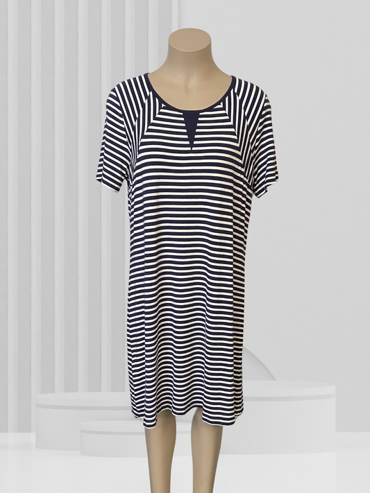 JIGSAW Navy & White Stripe Dress Size M