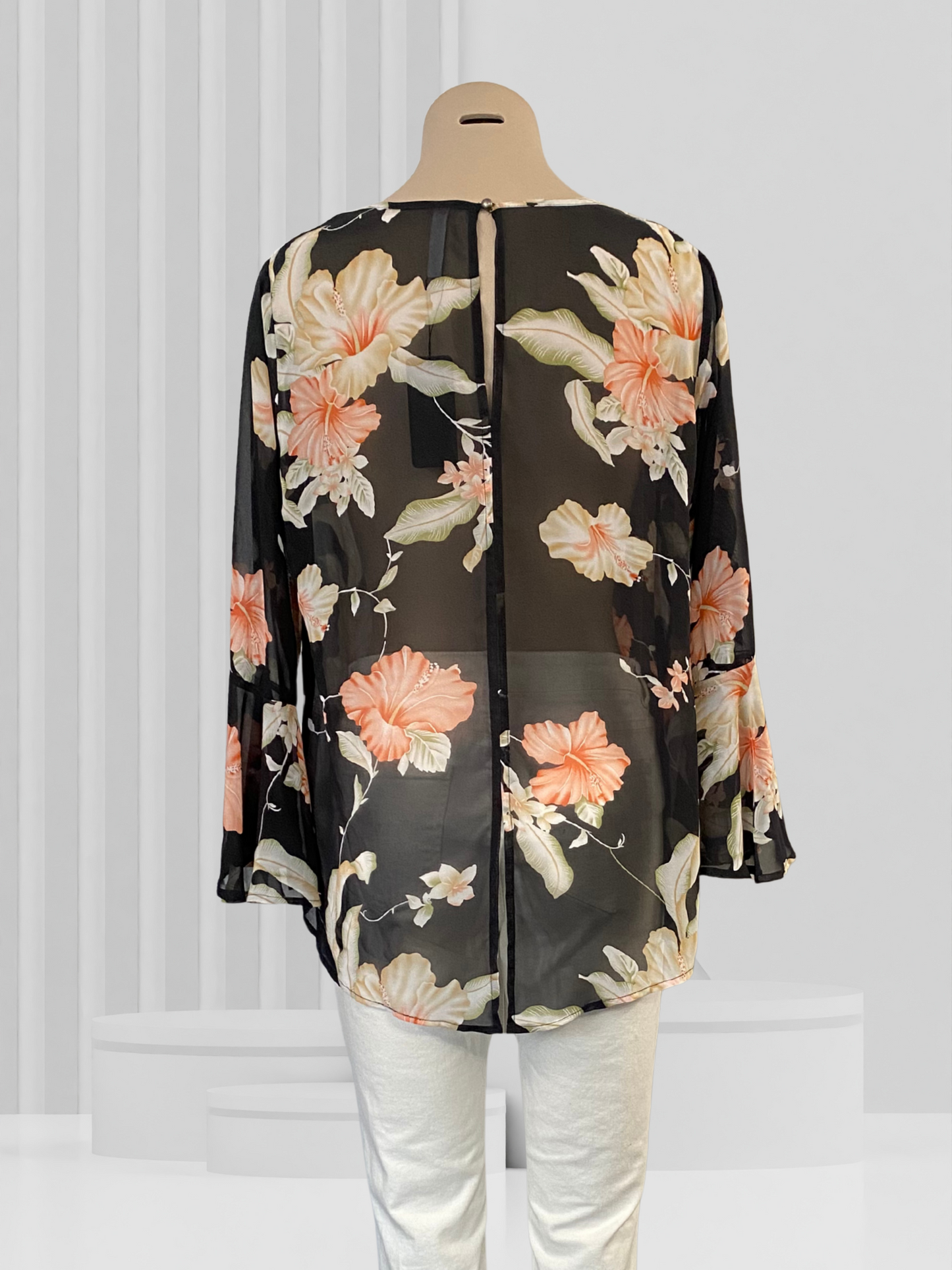 SEEKING LOLA Black Floral Top Size 12