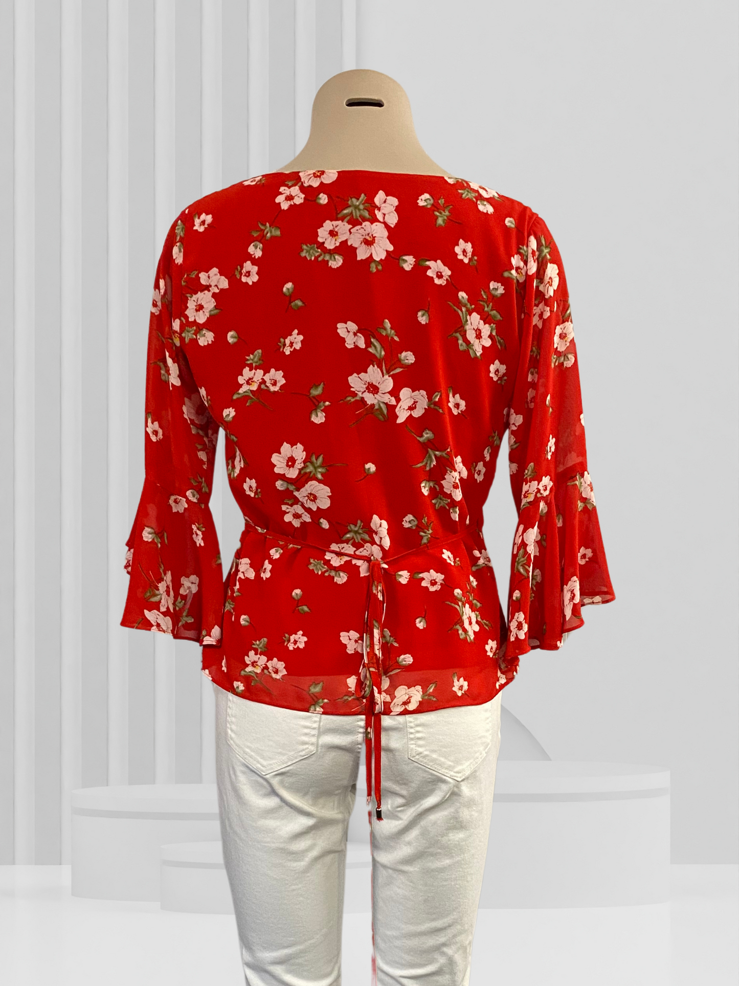 SEEKING LOLA Red Floral Top Size 8